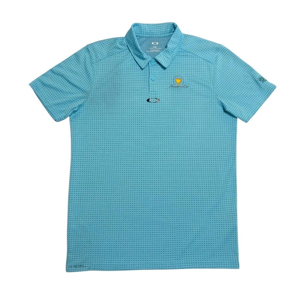 Oakley Tailored Fit Presidents Cup Golf Polo Men's Medium Blue Performance Shirt